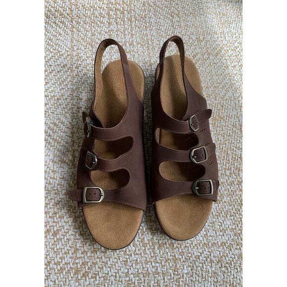 SAS Trio II Brown Leather Sandals 11.5 Medium - Picture 1 of 8